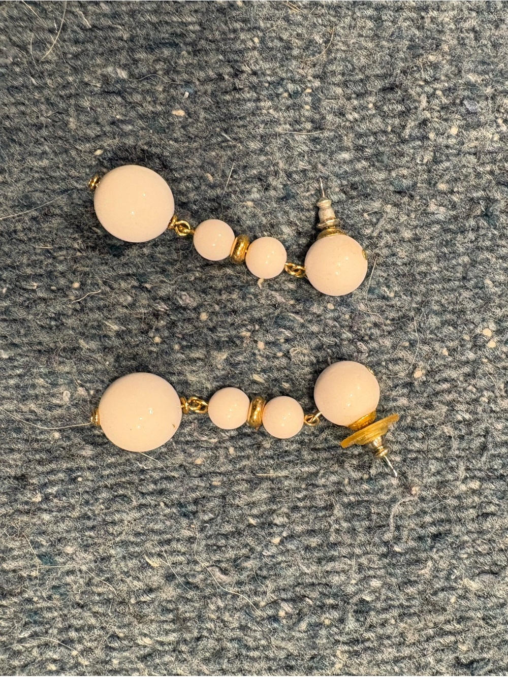 White & Gold Beaded Drop Earrings - Picture 2 of 2